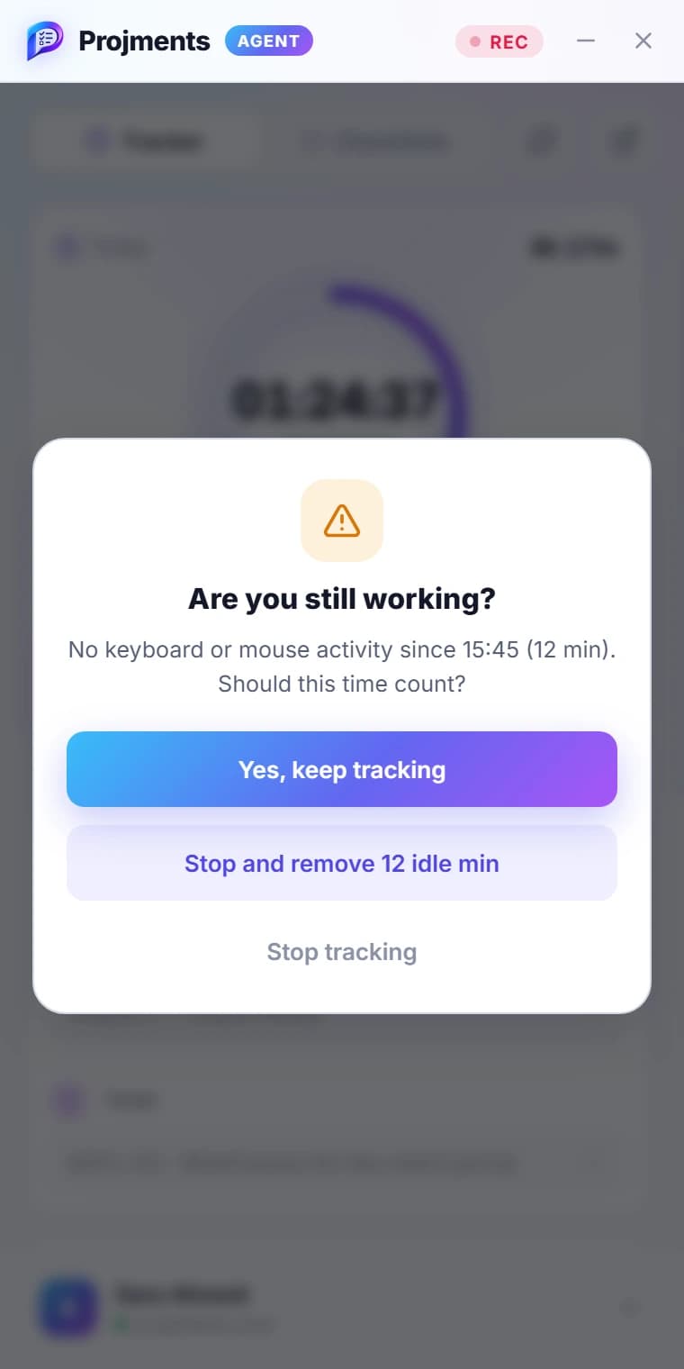 Projments Agent asking whether idle time should count