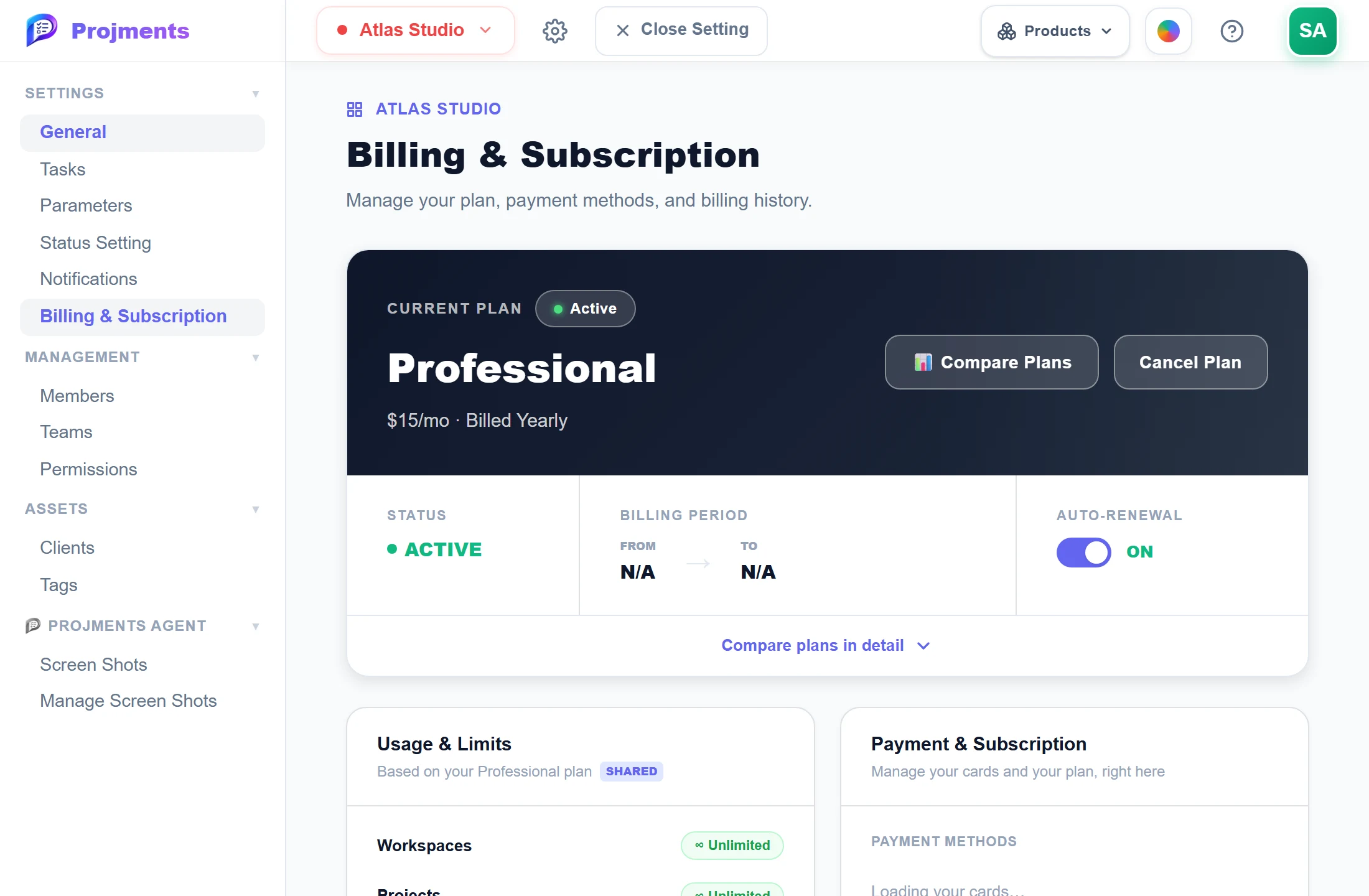 Billing and subscription