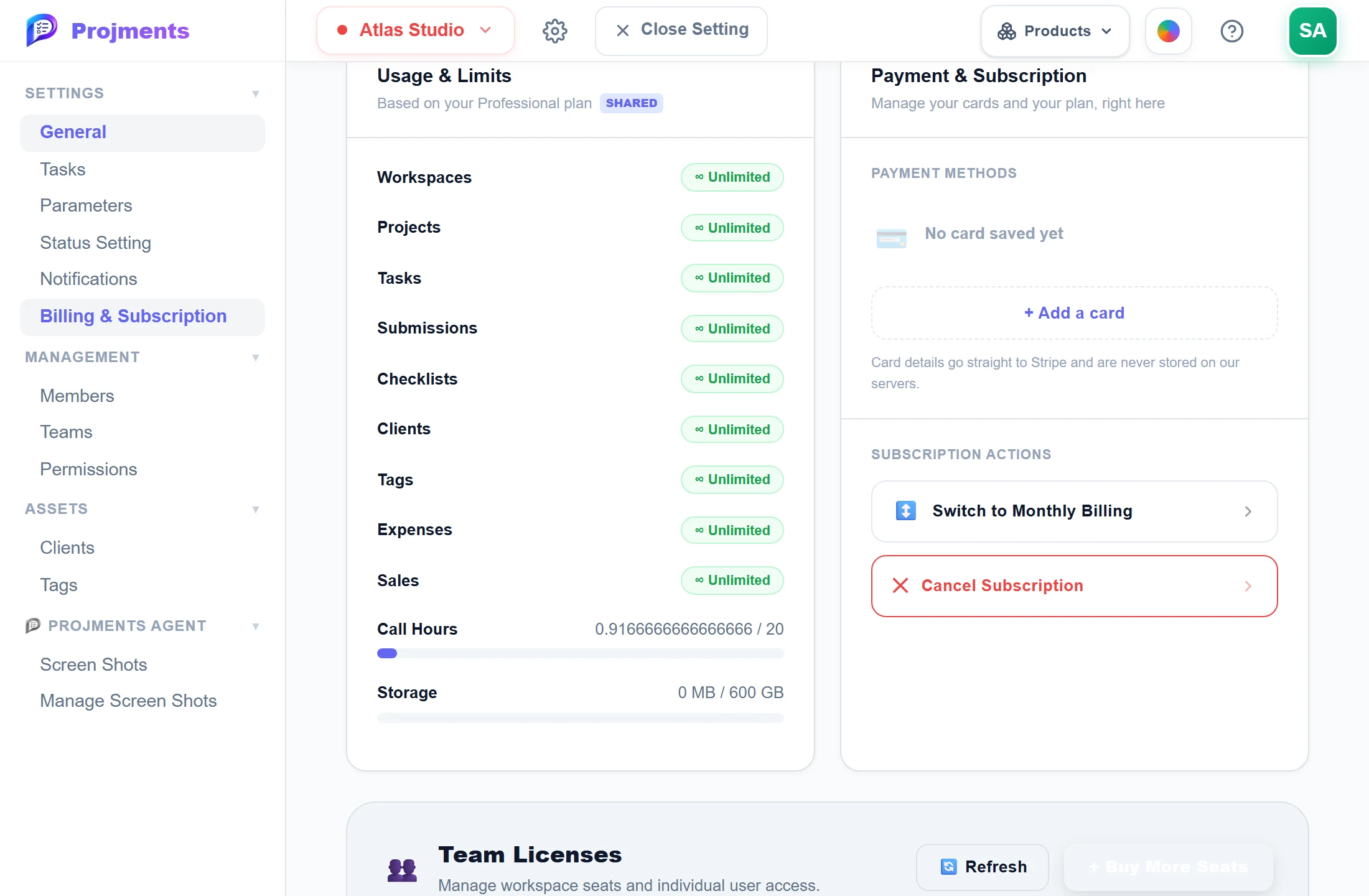 Usage, limits and payment