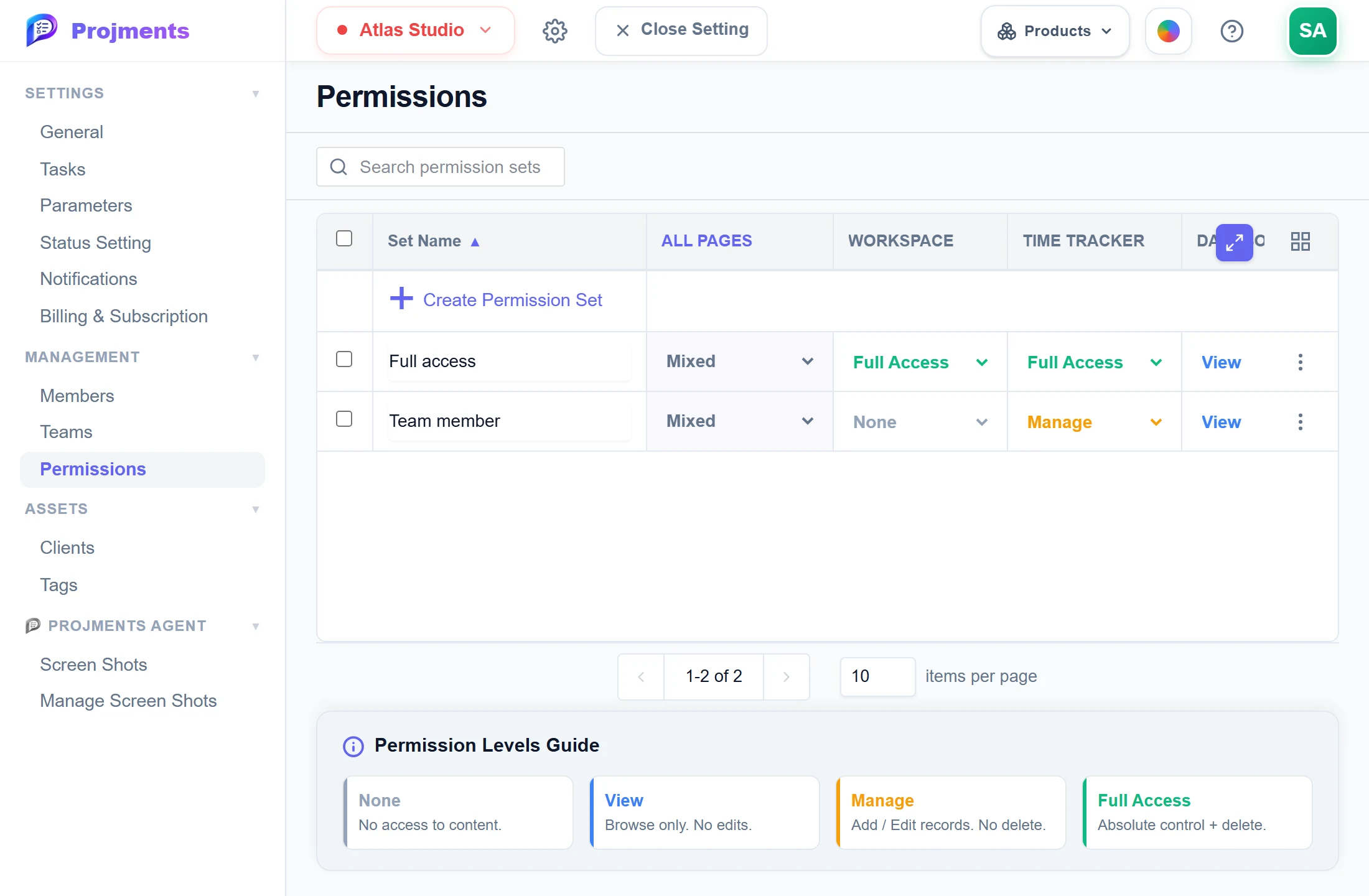 Permission sets