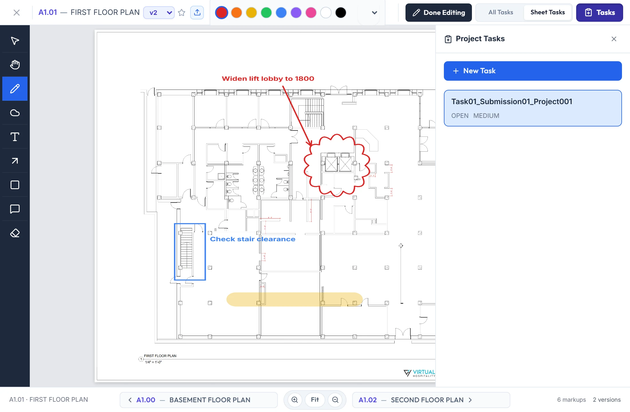 Editing a task’s markups