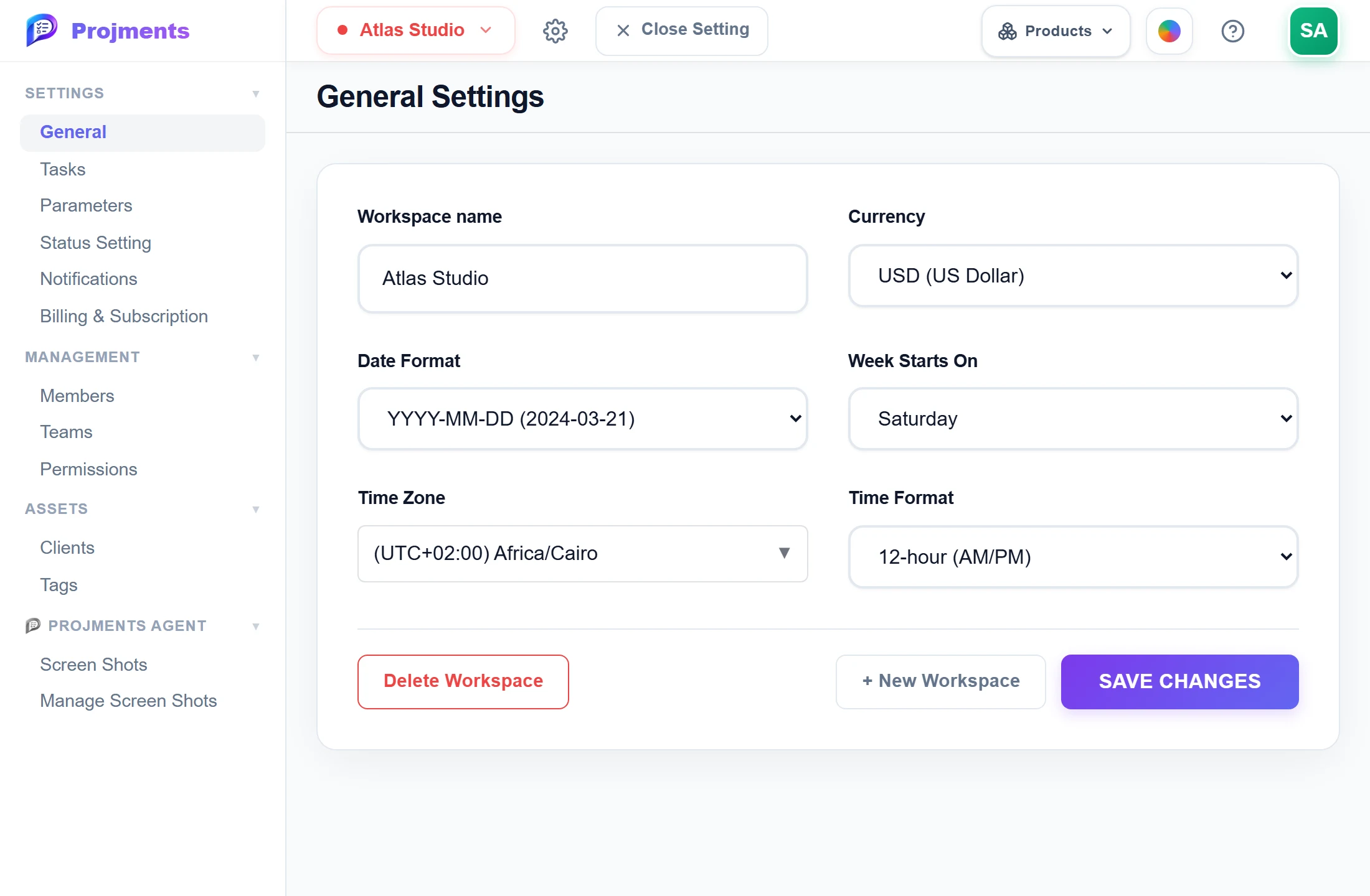 Workspace settings